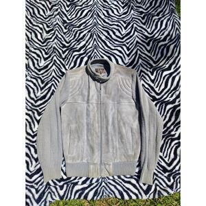 Vtg 60s Chartwell Suede Wool Jacket Mens‎ M Gray Lined Biker Moto Heavyweight